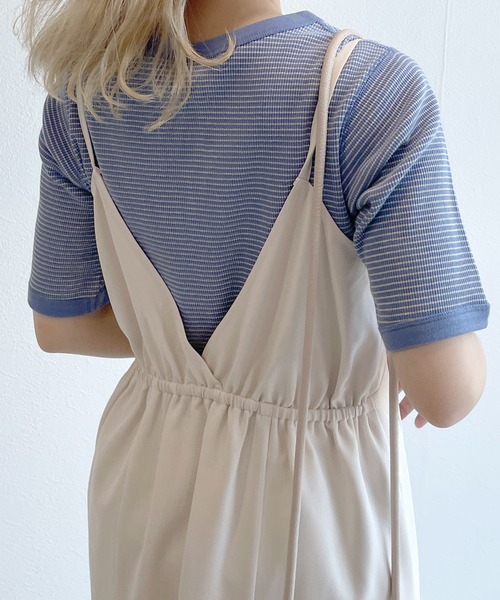 w closet(ダブルクローゼット)の「テレコボーダークルーネックプルオーバー(Tシャツ/カットソー・レディース・ピンク/ブルー系その他/ブラック×ホワイト・FREE)」の19枚目の写真