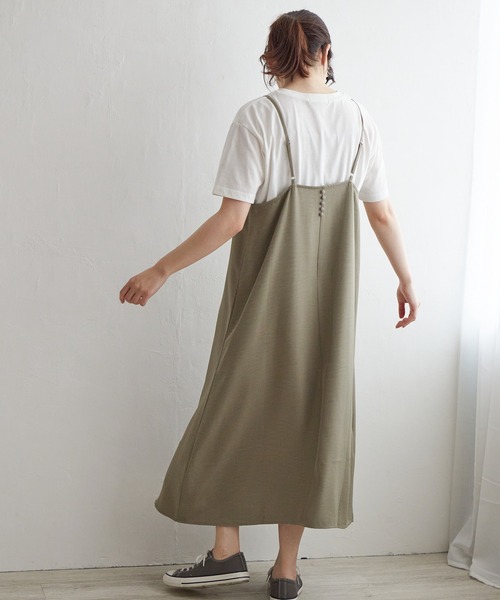 ツーピース Tシャツ キャミソールワンピース 爽やか レトロ 大人 LBC ワンピース WEB限定「2点セット」Tシャツセット楊柳キャミ