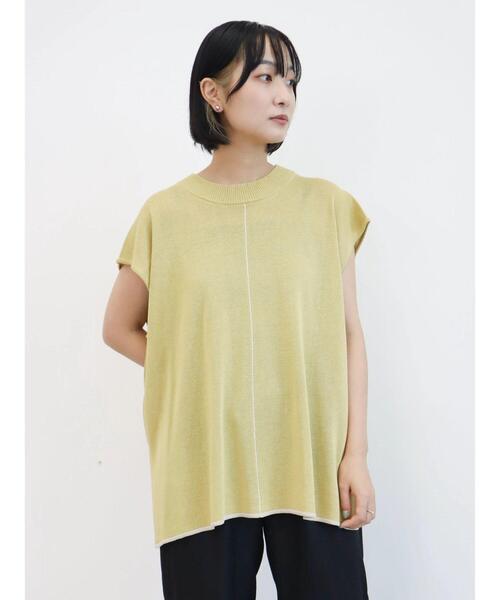 Green　Parks（グリーンパークス）の「配色ハイゲージニットベスト（ベスト・レディース・ダークグレー/アイボリー/イエロー・FREE）」の17枚目の写真