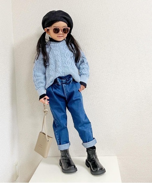 MAKE YOUR DAY（メイクユアデイ）の「ストレッチデニムリボンパンツ■80～140cm（デニムパンツ・キッズ・ネイビー/ブルー・100/120/130/140/110/80/90）」の12枚目の写真