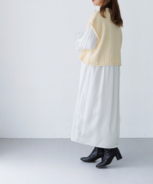 HER CLOSET（ハークローゼット）の「【shemoshelly】前後2wayケーブル柄ベスト（ベスト・レディース・アイボリー/ブラック/ベージュ・M）」の11枚目の写真