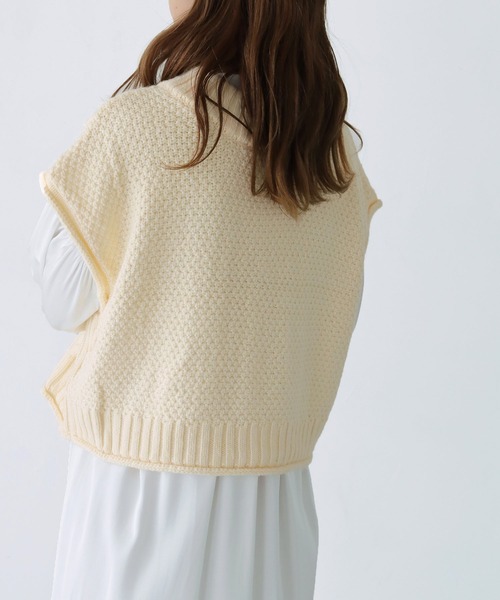 HER CLOSET（ハークローゼット）の「【shemoshelly】前後2wayケーブル柄ベスト（ベスト・レディース・アイボリー/ブラック/ベージュ・M）」の9枚目の写真