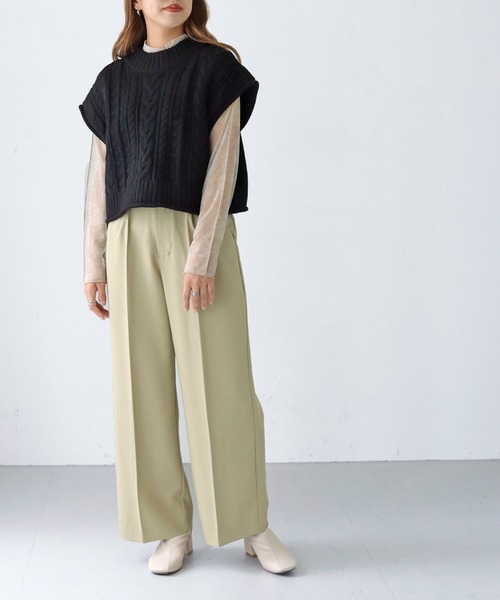 HER CLOSET（ハークローゼット）の「【shemoshelly】前後2wayケーブル柄ベスト（ベスト・レディース・アイボリー/ブラック/ベージュ・M）」の21枚目の写真