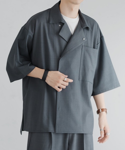 epnok(エプノック)の「ダブルオープンカラールーズシャツ(シャツ/ブラウス・メンズ・ブラック/モカ/グレイッシュブルー・SMALL/MEDIUM/LARGE)」の19枚目の写真