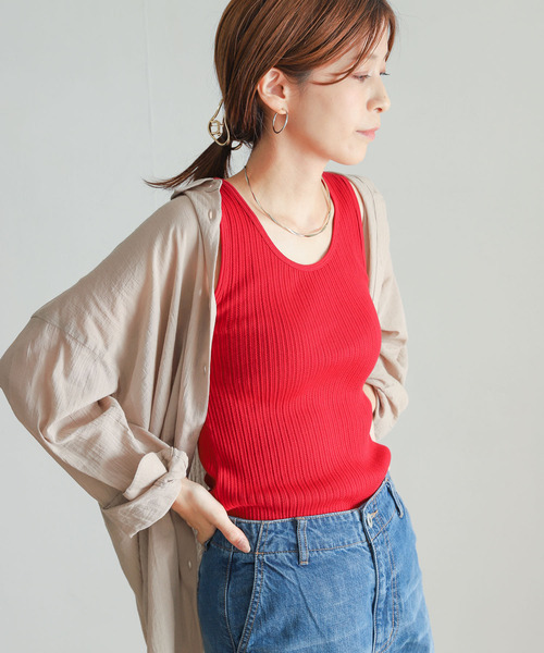 URBAN RESEARCH DOORS（アーバンリサーチドアーズ）の「アイレットテレコタンクトップ（タンクトップ・レディース・ブラック/オフホワイト/レッド/ベージュ系その他・MEDIUM）」の15枚目の写真