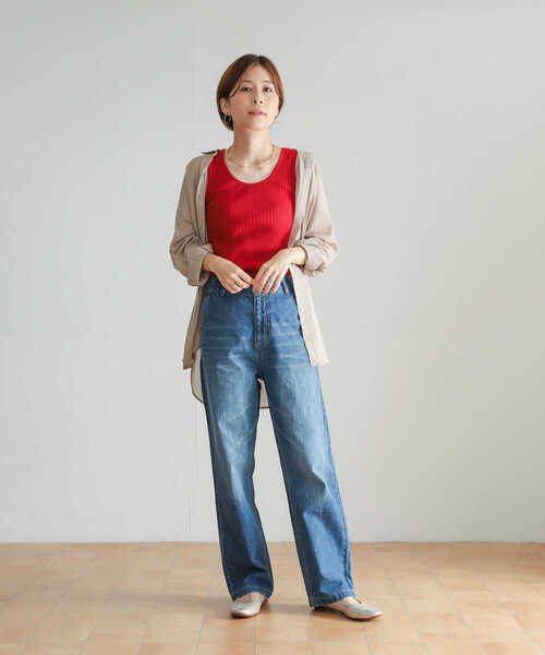 URBAN RESEARCH DOORS（アーバンリサーチドアーズ）の「アイレットテレコタンクトップ（タンクトップ・レディース・ブラック/オフホワイト/レッド/ベージュ系その他・MEDIUM）」の14枚目の写真