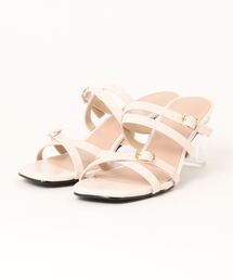 viviamo（ヴィヴィアモ）の「HK VIVIAMO ビビアモセレクト スクエアトゥダブルクロスストラップミュールクリアヒールサンダル（サンダル）」