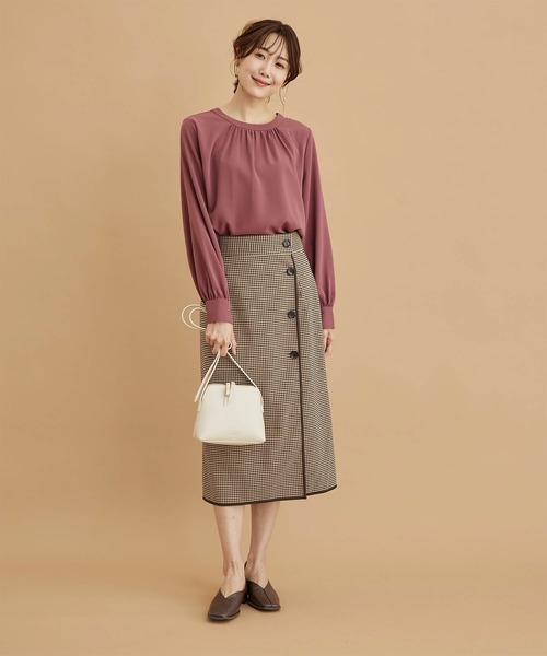 ROPE' PICNIC(ロペピクニック)の「2WAY/とろみ合繊ギャザーブラウス(シャツ/ブラウス・レディース・グレー系その他/オフホワイト/ベージュ/ブルー/ピンク系その他・38)」の12枚目の写真