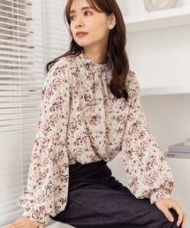 小花柄ボリュームスリーブブラウス