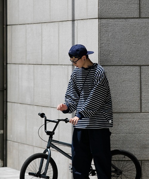 almo(アルモ)の「オーバーサイズボーダーロンTee(NEZ)(Tシャツ/カットソー・レディース・ホワイト/ネイビー・XX-LARGE)」の9枚目の写真