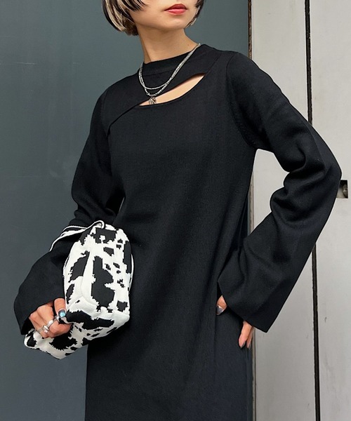 PAGEBOY(ページボーイ)の「スラッシュデザインニットワンピース(ワンピース・レディース・ブラック/オフホワイト/ブルー系その他・FREE)」の16枚目の写真