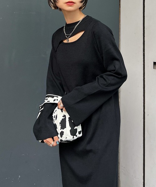 PAGEBOY(ページボーイ)の「スラッシュデザインニットワンピース(ワンピース・レディース・ブラック/オフホワイト/ブルー系その他・FREE)」の9枚目の写真