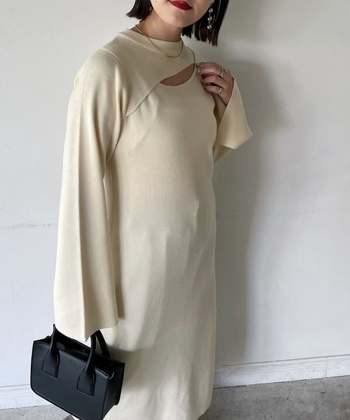 PAGEBOY(ページボーイ)の「スラッシュデザインニットワンピース(ワンピース・レディース・ブラック/オフホワイト/ブルー系その他・FREE)」の6枚目の写真