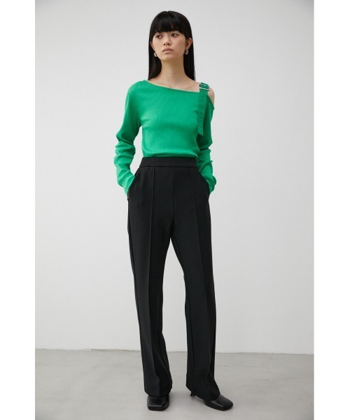 ONE SHOULDER BELT RIB TOPS/ワンショルダーベルトリブトップス（T