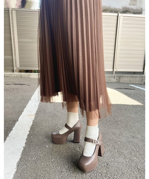 Sugar Sugar（シュガーシュガー）の「【SUGAR SUGAR シュガーシュガー】ソフトスクエアチャンキーヒールストラップパンプス（パンプス・レディース・ブラック/グレー系その他/ダークブラウン・S/M/L/LL）」の15枚目の写真