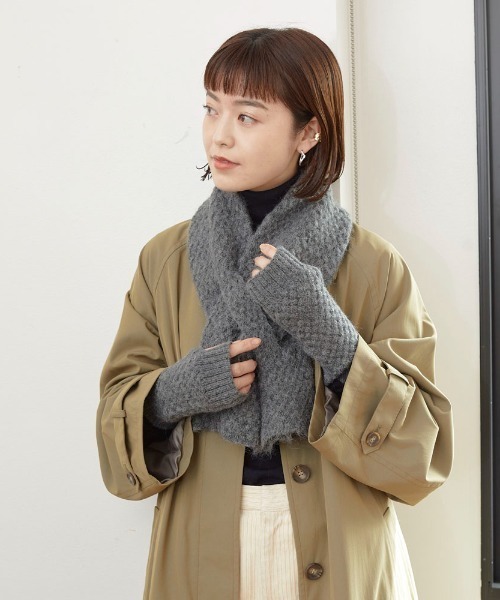 BIRTHDAY BAR（バースデイバー）の「アームウォーマー バスケットウィーブ  アルパカ（アームカバー・レディース・ベージュ/グレー/ブラウン・フリー）」の5枚目の写真