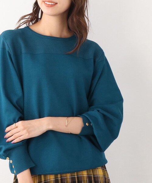 DRESKIP(ドレスキップ)の「◆袖ボタンガーター切り替えニット(ニット/セーター・レディース・ブルー/ブラック系2/ベージュ系その他2/マスタード・02/03/04)」の3枚目の写真