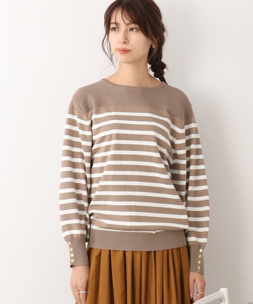 DRESKIP(ドレスキップ)の「◆袖ボタンガーター切り替えニット(ニット/セーター・レディース・ブルー/ブラック系2/ベージュ系その他2/マスタード・02/03/04)」の5枚目の写真