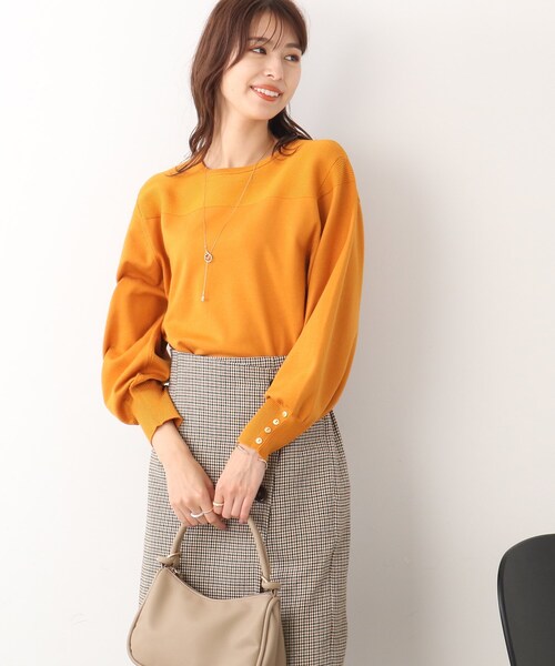 DRESKIP(ドレスキップ)の「◆袖ボタンガーター切り替えニット(ニット/セーター・レディース・ブルー/ブラック系2/ベージュ系その他2/マスタード・02/03/04)」の14枚目の写真