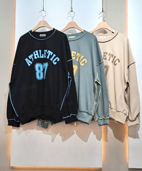 Dalfwin（ダールフィン）の「2022 AW 秋冬 韓国ファッション スウェット セット レディース【上下セット】87配色ステッチセットアップ スウェットパンツ トレーナー スウェットパンツ ジャージ オーバーサイズ ビッグシルエット（ルームウェア/パジャマ・レディース・ブラック/ベージュ/カーキ・FREE）」の19枚目の写真