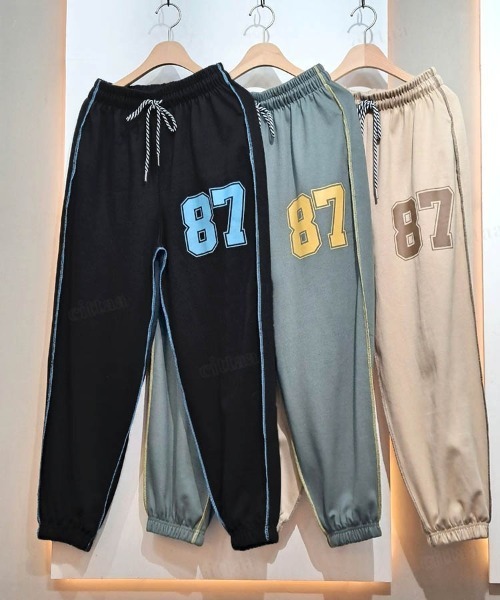 Dalfwin（ダールフィン）の「2022 AW 秋冬 韓国ファッション スウェット セット レディース【上下セット】87配色ステッチセットアップ スウェットパンツ トレーナー スウェットパンツ ジャージ オーバーサイズ ビッグシルエット（ルームウェア/パジャマ・レディース・ブラック/ベージュ/カーキ・FREE）」の7枚目の写真