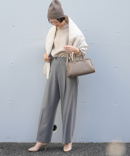 SLOBE IENA（スローブイエナ）の「SLOBE IENA キルティングマフラー（マフラー・レディース・カーキ/ホワイト・FREE）」の3枚目の写真