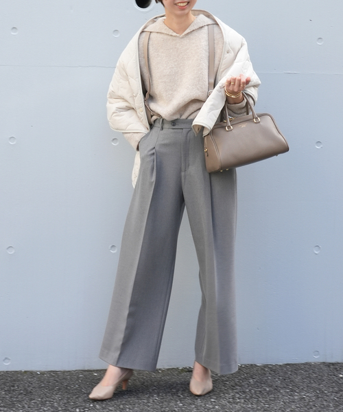 SLOBE IENA（スローブイエナ）の「SLOBE IENA キルティングマフラー（マフラー・レディース・カーキ/ホワイト・FREE）」の7枚目の写真