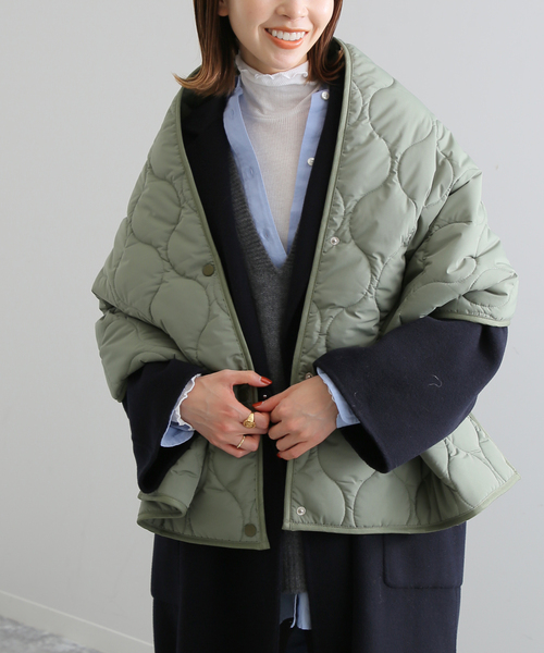 SLOBE IENA（スローブイエナ）の「SLOBE IENA キルティングマフラー（マフラー・レディース・カーキ/ホワイト・FREE）」の8枚目の写真