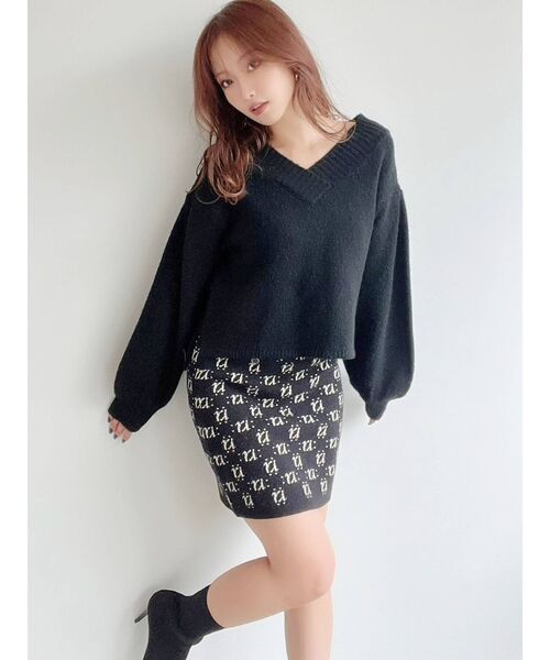 RESEXXY(リゼクシー)の「モノグラムニットミニスカート(スカート・レディース・アイボリー/ブラック/ブルー・FREE)」の16枚目の写真