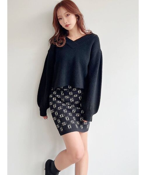 RESEXXY(リゼクシー)の「モノグラムニットミニスカート(スカート・レディース・アイボリー/ブラック/ブルー・FREE)」の13枚目の写真