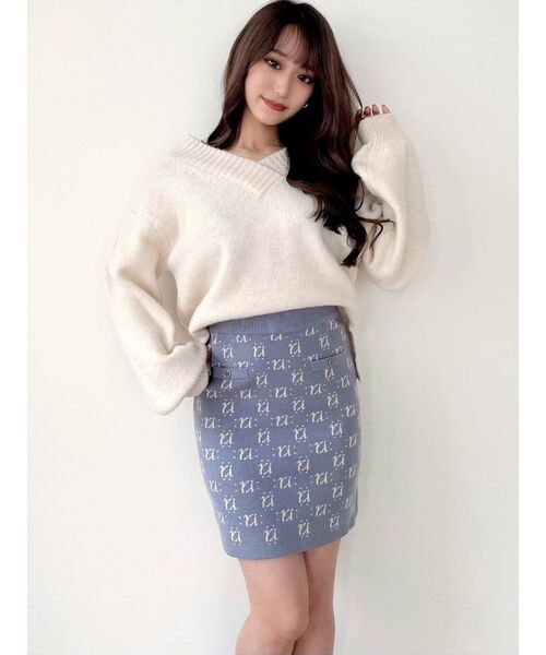 RESEXXY(リゼクシー)の「モノグラムニットミニスカート(スカート・レディース・アイボリー/ブラック/ブルー・FREE)」の22枚目の写真