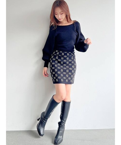 RESEXXY(リゼクシー)の「モノグラムニットミニスカート(スカート・レディース・アイボリー/ブラック/ブルー・FREE)」の11枚目の写真