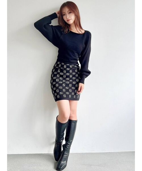 RESEXXY(リゼクシー)の「モノグラムニットミニスカート(スカート・レディース・アイボリー/ブラック/ブルー・FREE)」の20枚目の写真