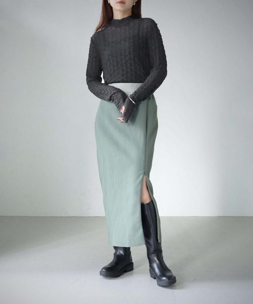 cheriella（シェリエラ）の「【cheriella】WEB限定ファスナースリットタイトスカート（スカート・レディース・ベージュ/マスタード/カーキ/ブラック・M）」の19枚目の写真