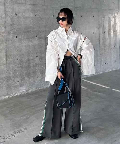 PAGEBOY（ページボーイ）の「ラインジャージパンツ（スウェットパンツ・レディース・ブラック/チャコールグレー・FREE）」の19枚目の写真