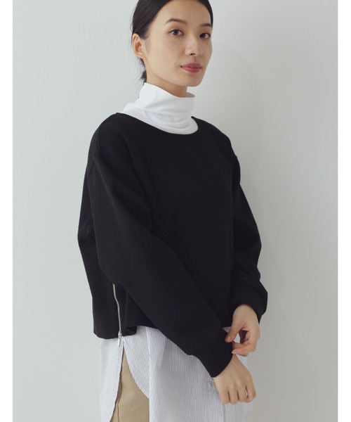 human woman（ヒューマンウーマン）の「◆サイドジップレイヤードプルオーバー（Tシャツ/カットソー・レディース・ベージュ/ブラック・MEDIUM）」の2枚目の写真