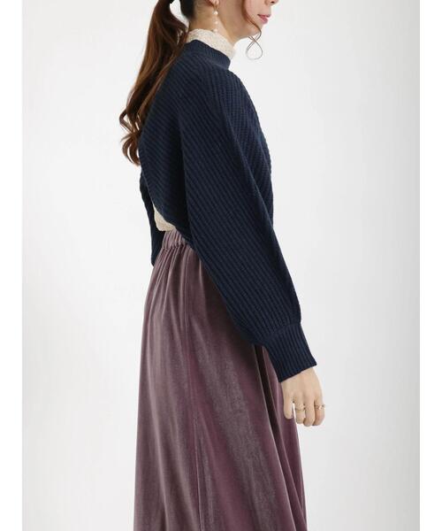 Te chichi（テチチ）の「袖ボリューム短丈バックシャン畦ニット（ニット/セーター・レディース・オフホワイト/ネイビー・ﾌﾘ-）」の19枚目の写真