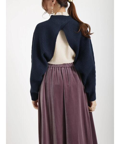 Te chichi（テチチ）の「袖ボリューム短丈バックシャン畦ニット（ニット/セーター・レディース・オフホワイト/ネイビー・ﾌﾘ-）」の20枚目の写真