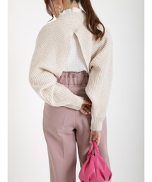 Te chichi | 袖ボリューム短丈バックシャン畦ニット(ニット/セーター)