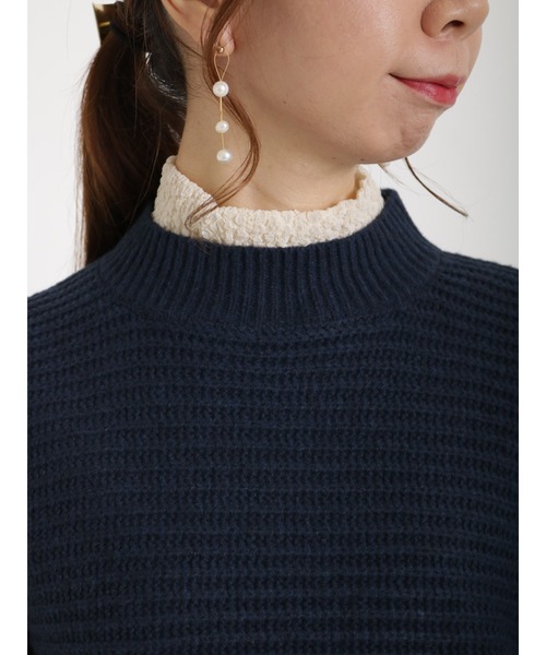 Te chichi（テチチ）の「袖ボリューム短丈バックシャン畦ニット（ニット/セーター・レディース・オフホワイト/ネイビー・ﾌﾘ-）」の10枚目の写真