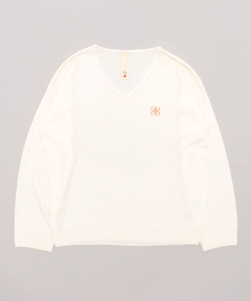 Q（キュー）の「なめらかタッチVネックニット（ニット/セーター・レディース・ライトグレー/アイボリー/ラベンダー・MEDIUM）」の4枚目の写真