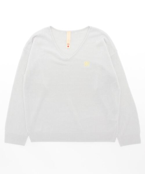 Q（キュー）の「なめらかタッチVネックニット（ニット/セーター・レディース・ライトグレー/アイボリー/ラベンダー・MEDIUM）」の5枚目の写真