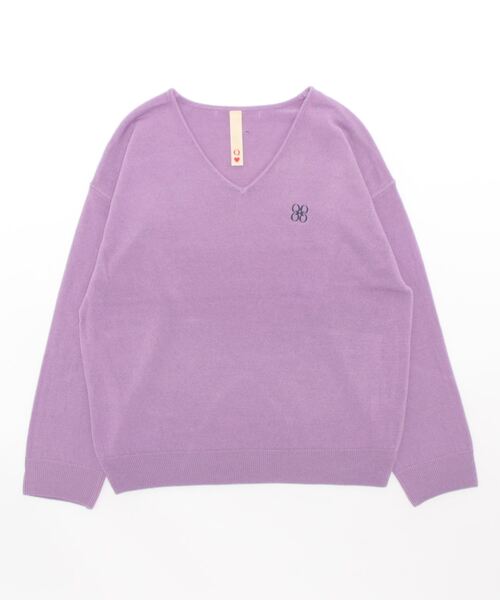 Q（キュー）の「なめらかタッチVネックニット（ニット/セーター・レディース・ライトグレー/アイボリー/ラベンダー・MEDIUM）」の6枚目の写真