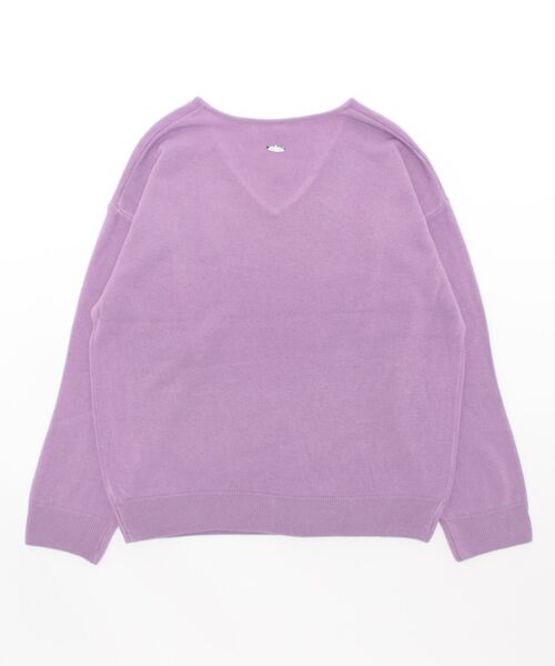 Q（キュー）の「なめらかタッチVネックニット（ニット/セーター・レディース・ライトグレー/アイボリー/ラベンダー・MEDIUM）」の7枚目の写真