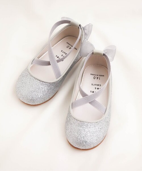 apres les cours（アプレレクール）の「クロスストラップラメパンプス_アプレレクールマシェリ（パンプス・キッズ・ピンク/シルバー・17/18/14/16/15 /19）」の2枚目の写真