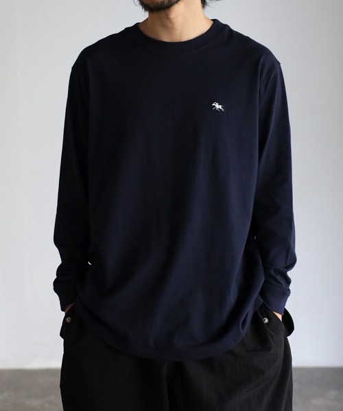 POLOCHAMPS（ポロチャンプス）の「【POLO CHAMPS/ポロチャンプス】ビッグシルエット ワンポイント刺繍 ロングTシャツ（Tシャツ/カットソー・メンズ・ホワイト/ブラック/ダークグリーン/ベージュ/ネイビー・M/L）」の5枚目の写真