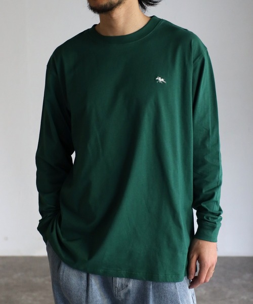 POLOCHAMPS（ポロチャンプス）の「【POLO CHAMPS/ポロチャンプス】ビッグシルエット ワンポイント刺繍 ロングTシャツ（Tシャツ/カットソー・メンズ・ホワイト/ブラック/ダークグリーン/ベージュ/ネイビー・M/L）」の4枚目の写真