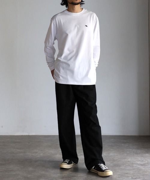 POLOCHAMPS（ポロチャンプス）の「【POLO CHAMPS/ポロチャンプス】ビッグシルエット ワンポイント刺繍 ロングTシャツ（Tシャツ/カットソー・メンズ・ホワイト/ブラック/ダークグリーン/ベージュ/ネイビー・M/L）」の18枚目の写真