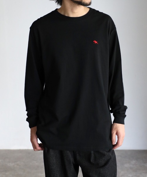POLOCHAMPS（ポロチャンプス）の「【POLO CHAMPS/ポロチャンプス】ビッグシルエット ワンポイント刺繍 ロングTシャツ（Tシャツ/カットソー・メンズ・ホワイト/ブラック/ダークグリーン/ベージュ/ネイビー・M/L）」の13枚目の写真