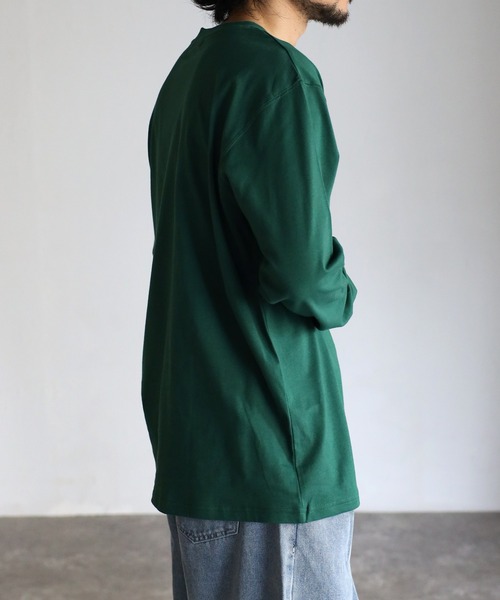 POLOCHAMPS（ポロチャンプス）の「【POLO CHAMPS/ポロチャンプス】ビッグシルエット ワンポイント刺繍 ロングTシャツ（Tシャツ/カットソー・メンズ・ホワイト/ブラック/ダークグリーン/ベージュ/ネイビー・M/L）」の10枚目の写真
